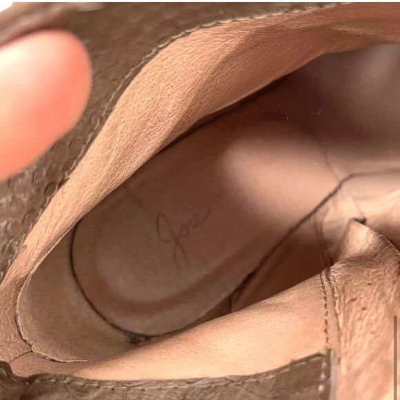 Joie Jalena Embossed Pointy Wedge Leather Boots Sz 39 brown boho - Picture 6 of 8